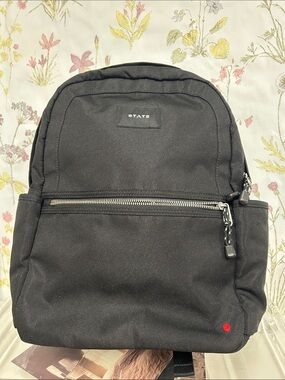 STATE REED Black Backpack with Red Accent